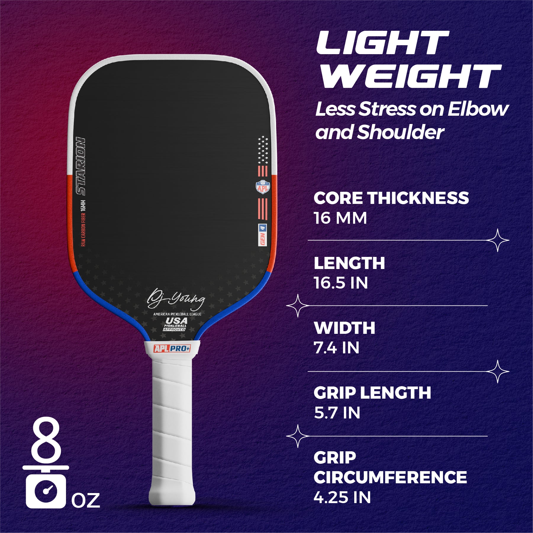 APL Valorix Pro+ 16mm Pickleball Paddle | Carbon Fiber | Gen 4 Thermoformed Foam Technology