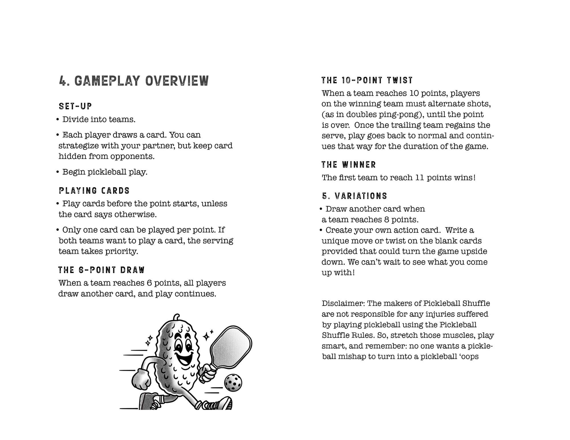 Pickleball Shuffle Card