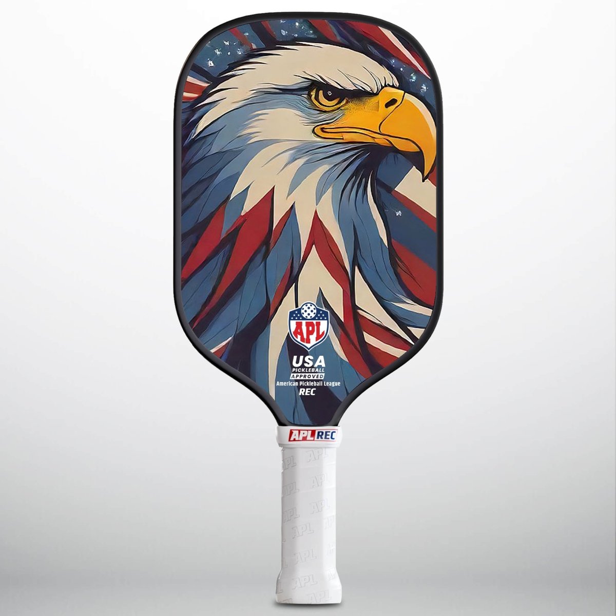 This is made in the USA eagle  design pickleball paddle. It can be used by beginners, intermediate and pro players