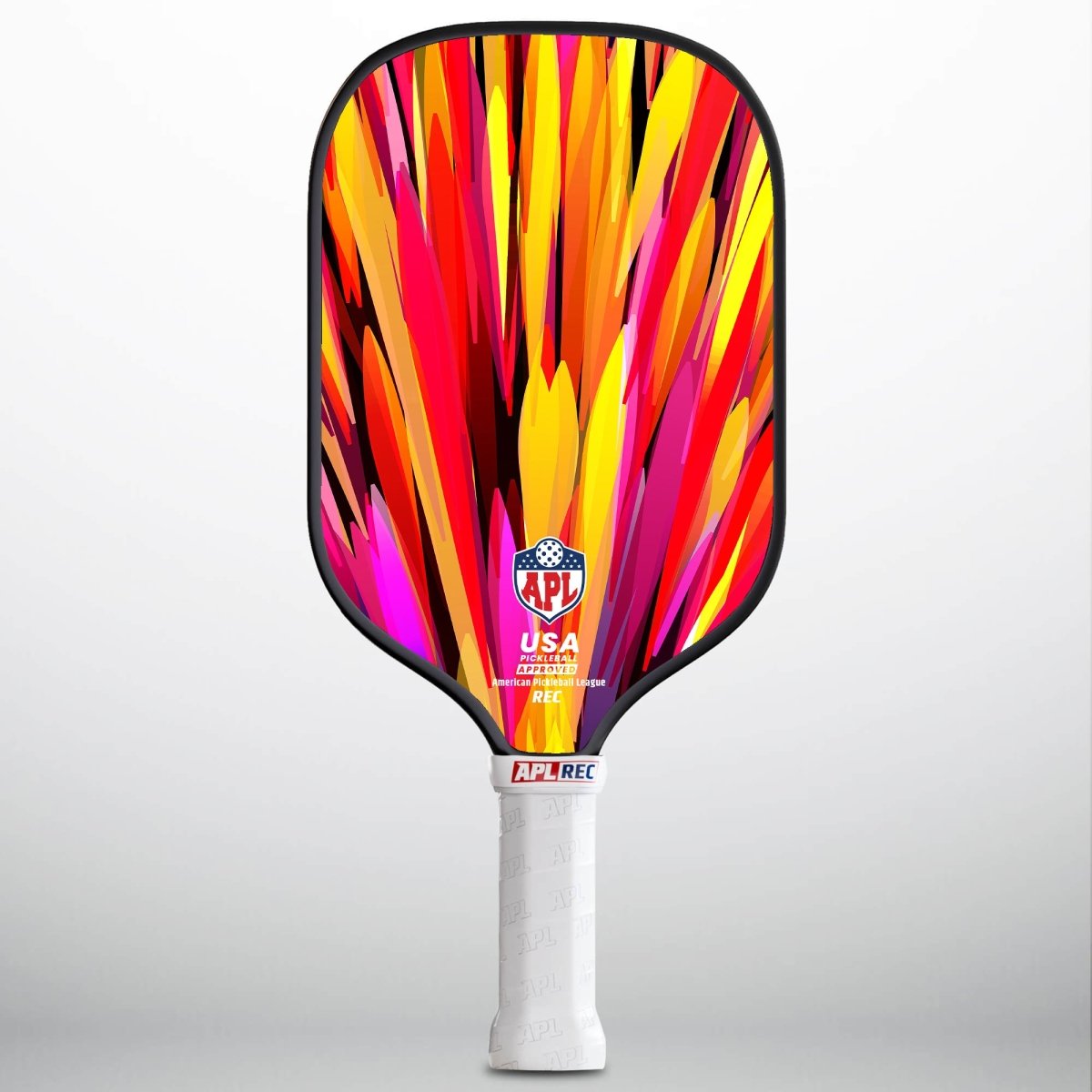 This is made in the USA pickleball paddle colorful art design . It can be used by beginners, intermediate and pro players