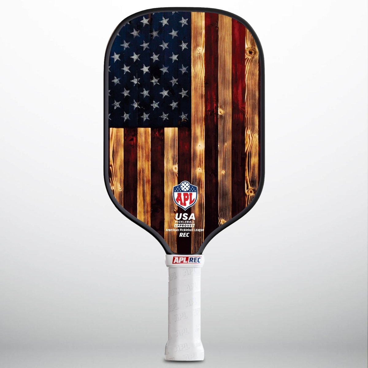 Rustic Wood US Flag Pickleball Paddle