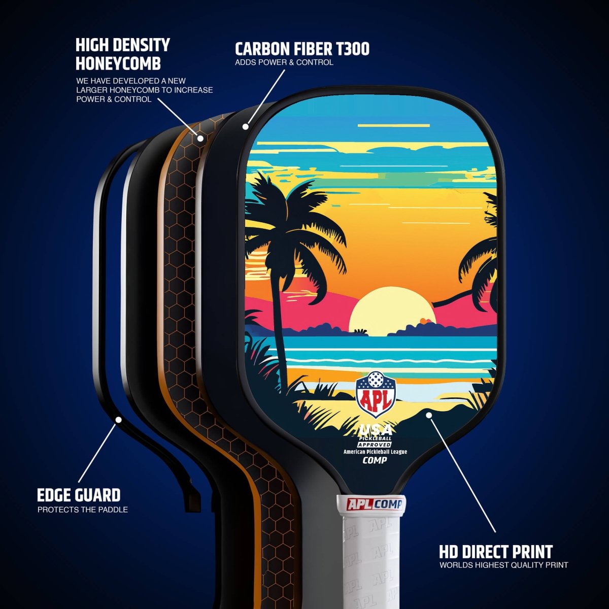 Sunset Pickleball Paddles | 16mm Carbon Fiber | Best Pickleball Paddles | American Pickleball League