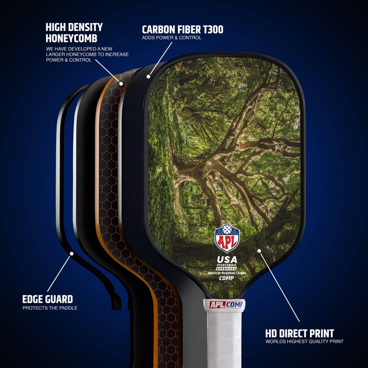 USA Flag Best Pickleball Paddle made with carbon fiber and fiber glass.