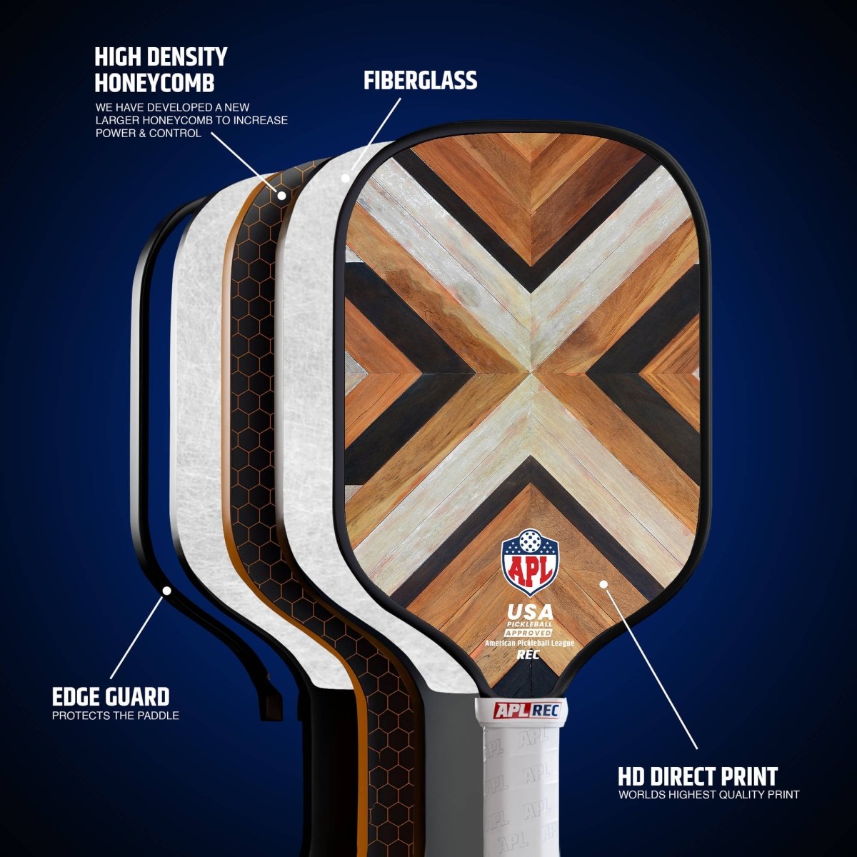 wooden patterns usapa pickleball approved paddles by AMERICAN PICKLEBALL LEAGUE