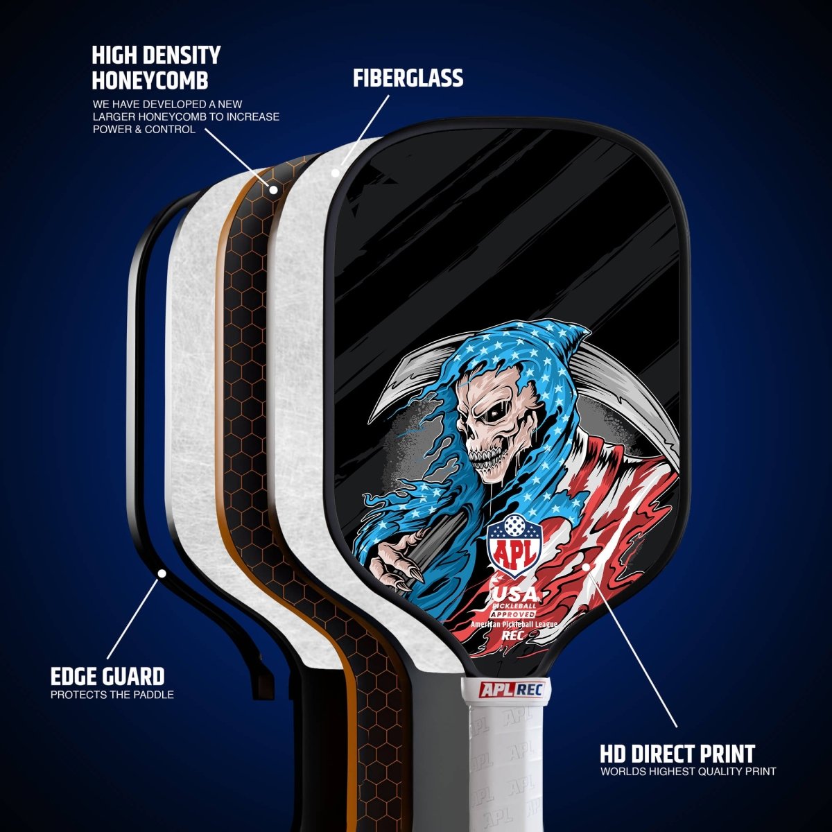 This is made in the USA pickleball paddle. It can be used by beginners, intermediate and pro players