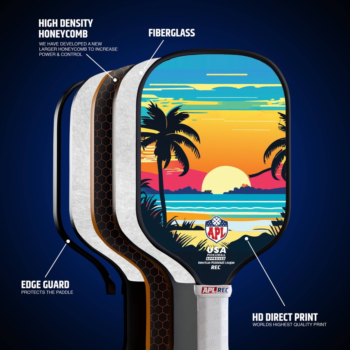 Sunset Pickleball Paddles | 16mm Carbon Fiber | Best Pickleball Paddles | American Pickleball League