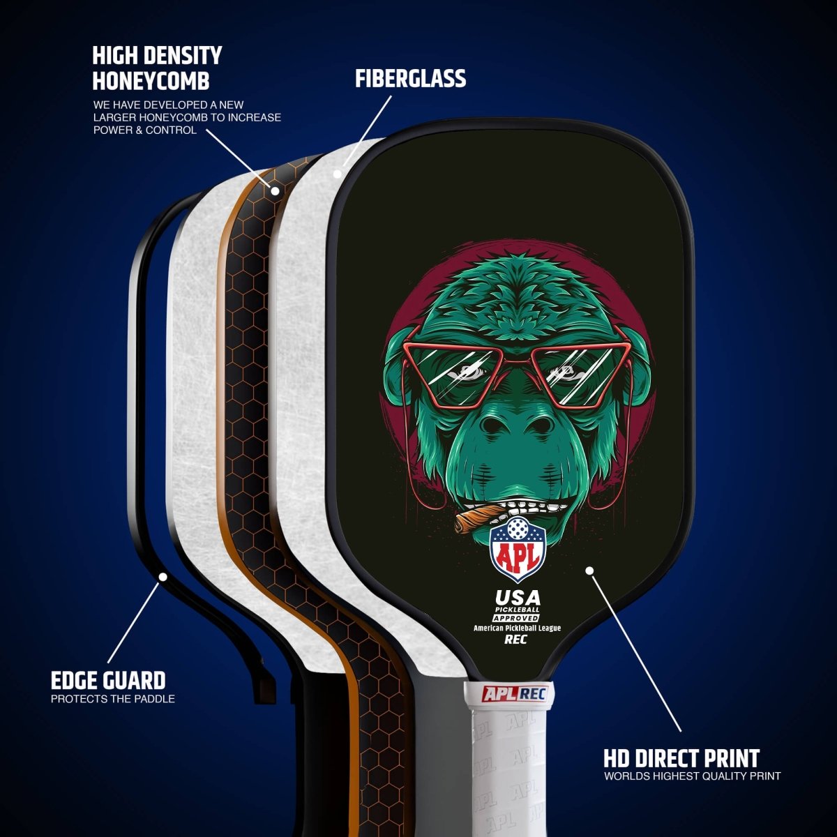 Sunglasses Best Pickleball Paddles for beginners made in USA with fiberglass.