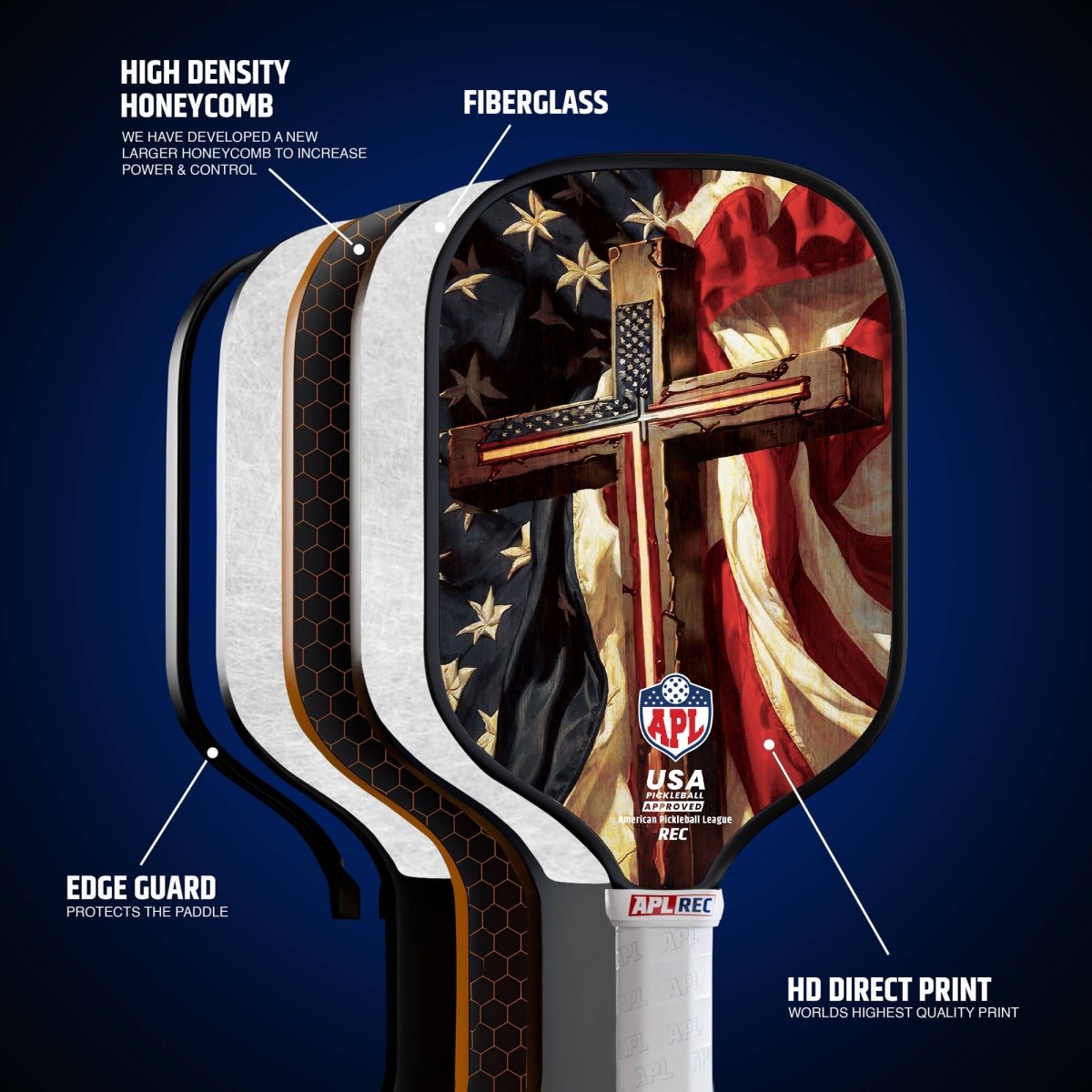 fiberglass pickleball paddle for professional pickleball players, intermediate and beginners. 