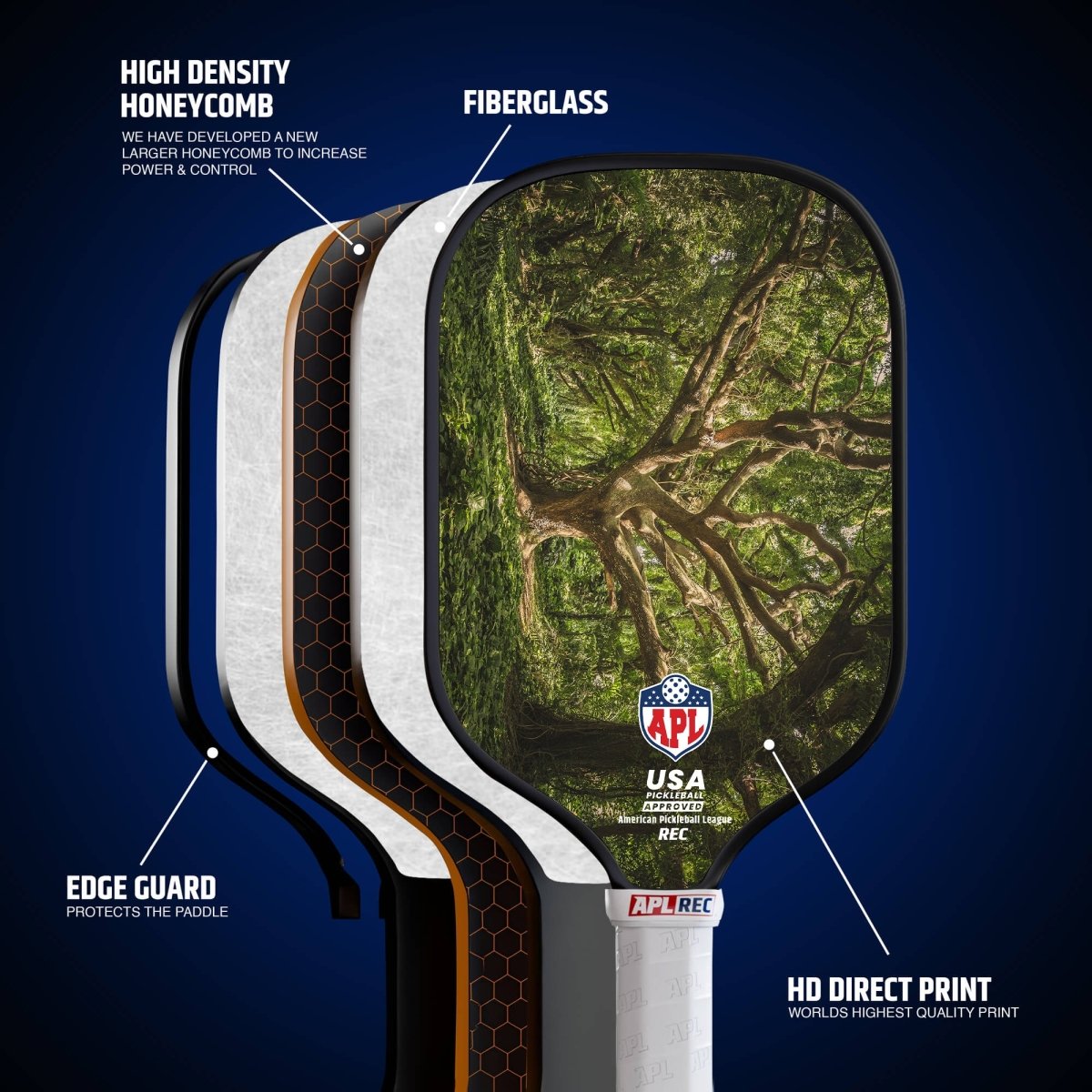 USA Flag Best Pickleball Paddle made with carbon fiber and fiber glass.