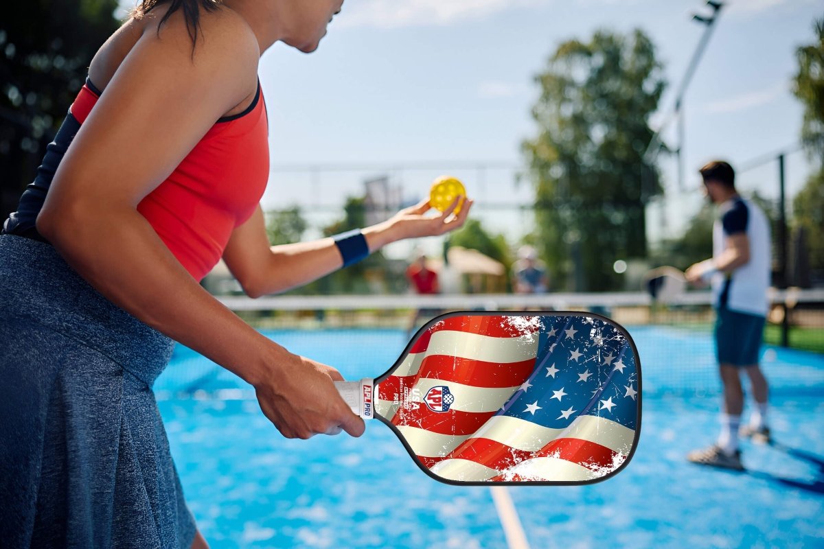 USA Flag Best Pickleball Paddle made with carbon fiber and fiber glass.