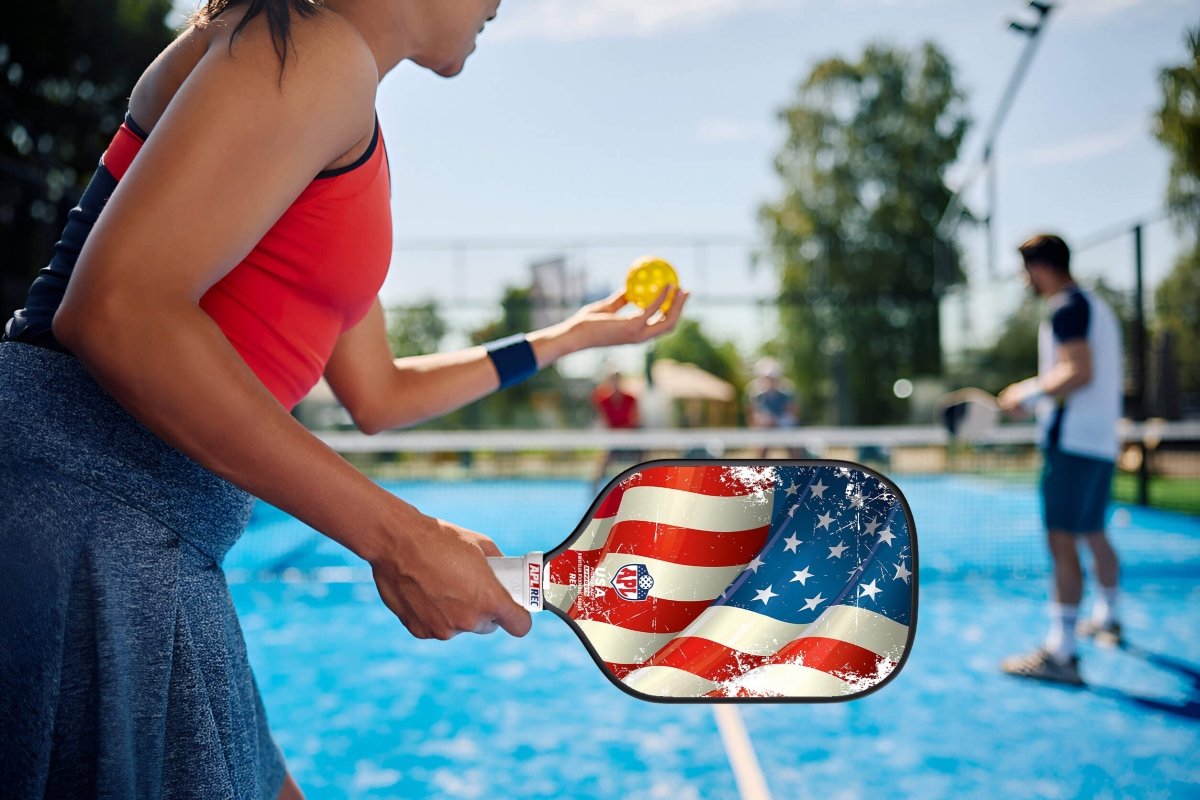 USA Flag Best Pickleball Paddle made with carbon fiber and fiber glass.