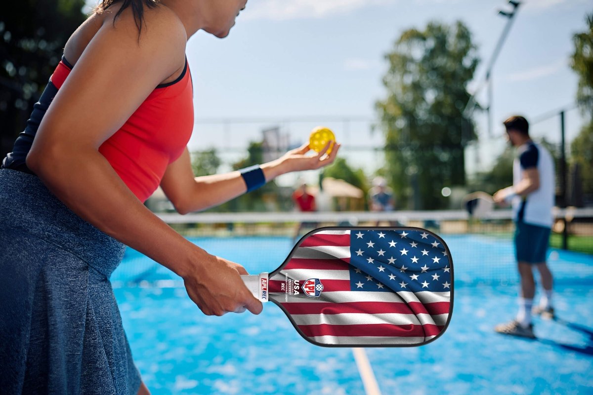 USA Flag Best Pickleball Paddle made with carbon fiber and fiber glass.