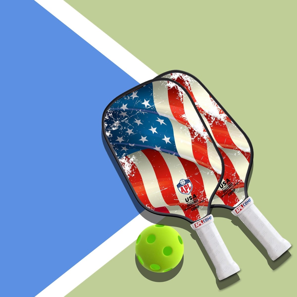 USA Flag Best Pickleball Paddle made with carbon fiber and fiber glass.