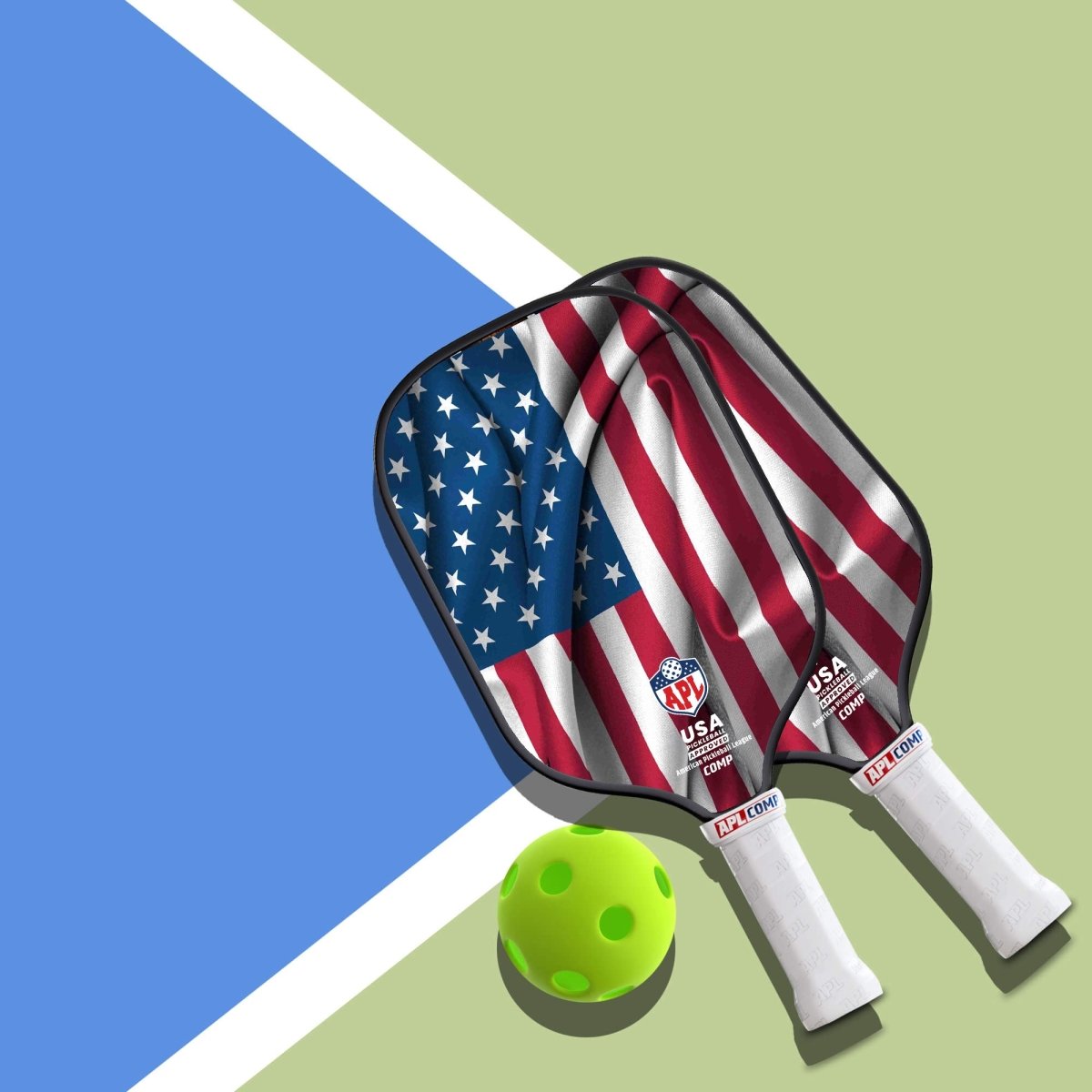 USA Flag Best Pickleball Paddle made with carbon fiber and fiber glass.
