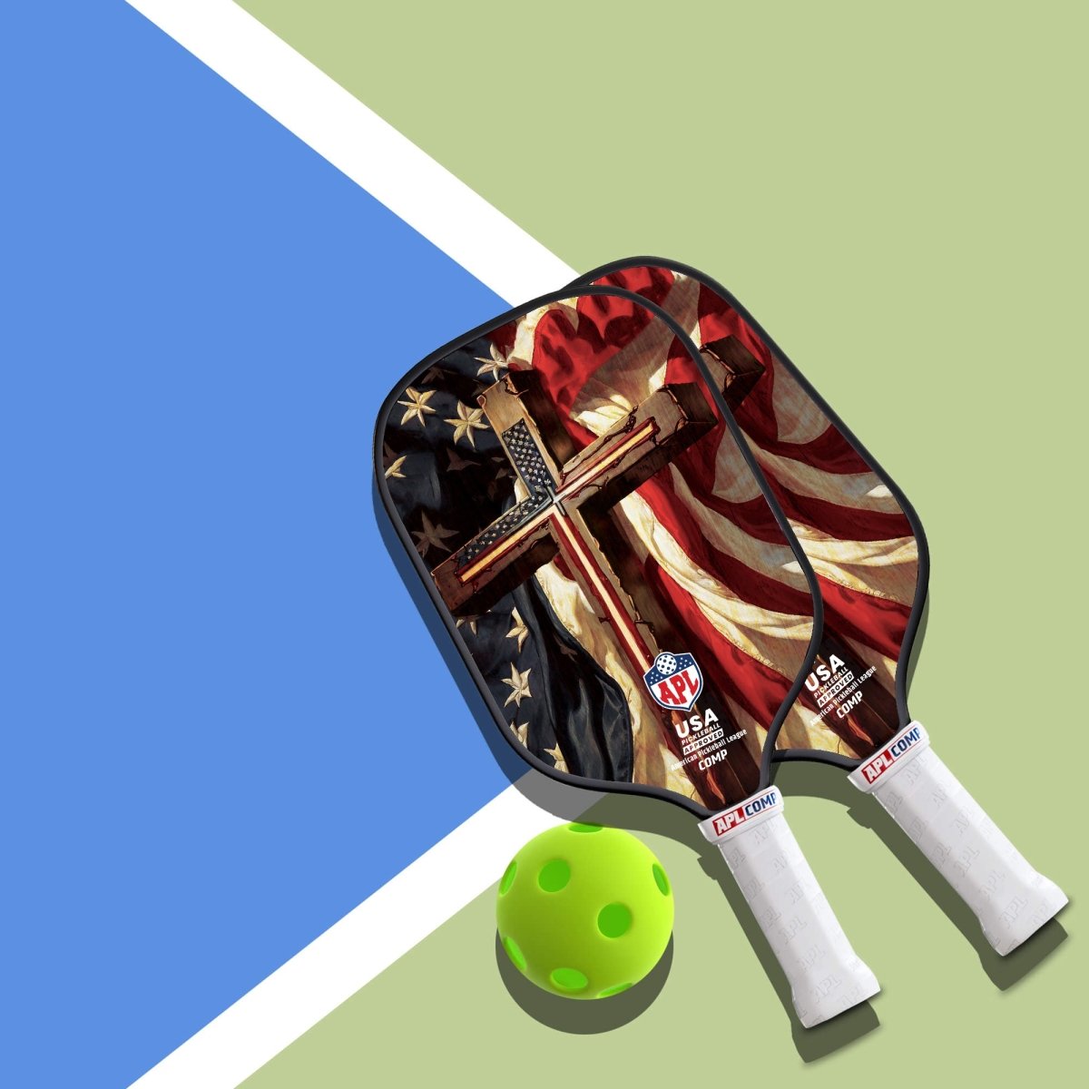 Cross flag pickleball paddle for professional pickleball players, intermediate and beginners. 