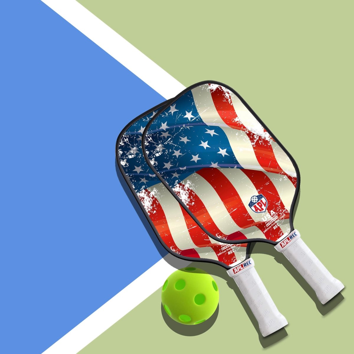 USA Flag Best Pickleball Paddle made with carbon fiber and fiber glass.