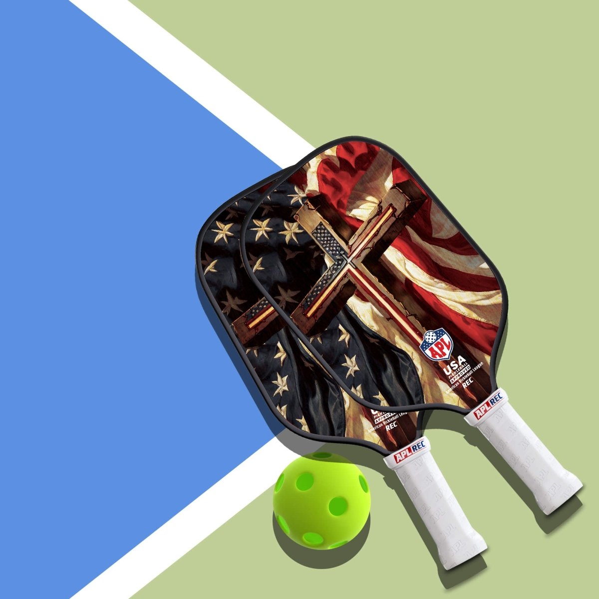 Cross flag pickleball paddle for professional pickleball players, intermediate and beginners. 