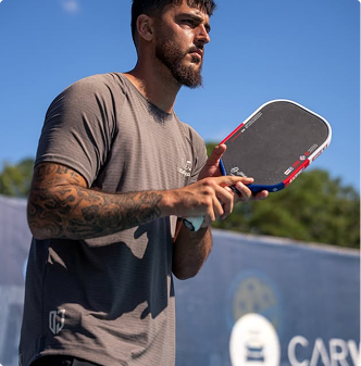APL player with a custom pickleball paddle