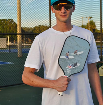 APL player with a custom pickleball paddle