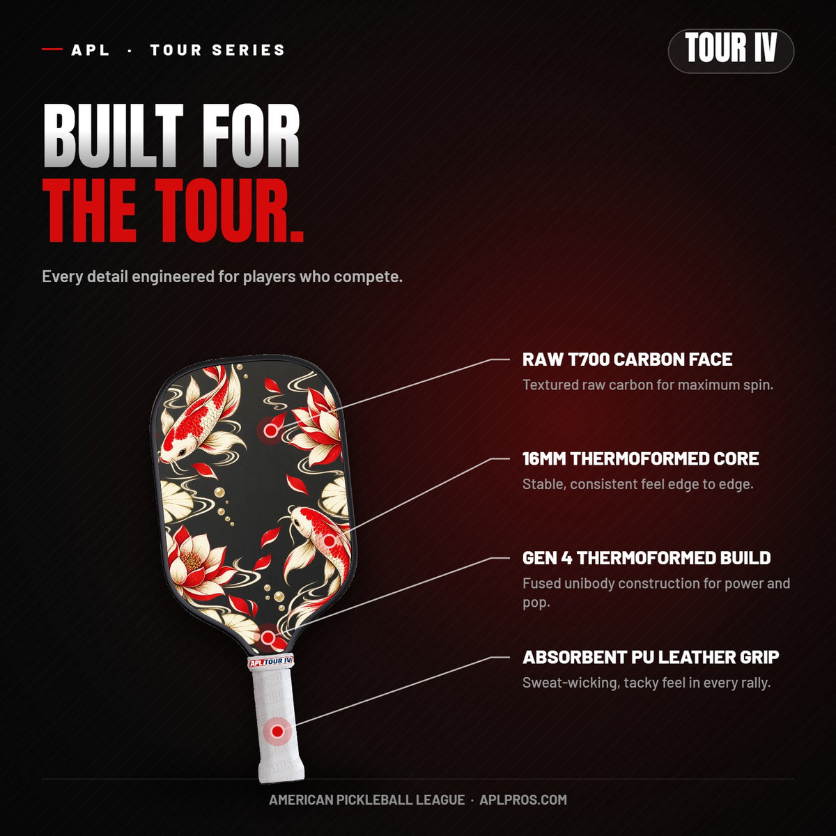 TOUR IV – Built for the tour: raw T700 face, 16mm core, Gen 4 thermoformed build