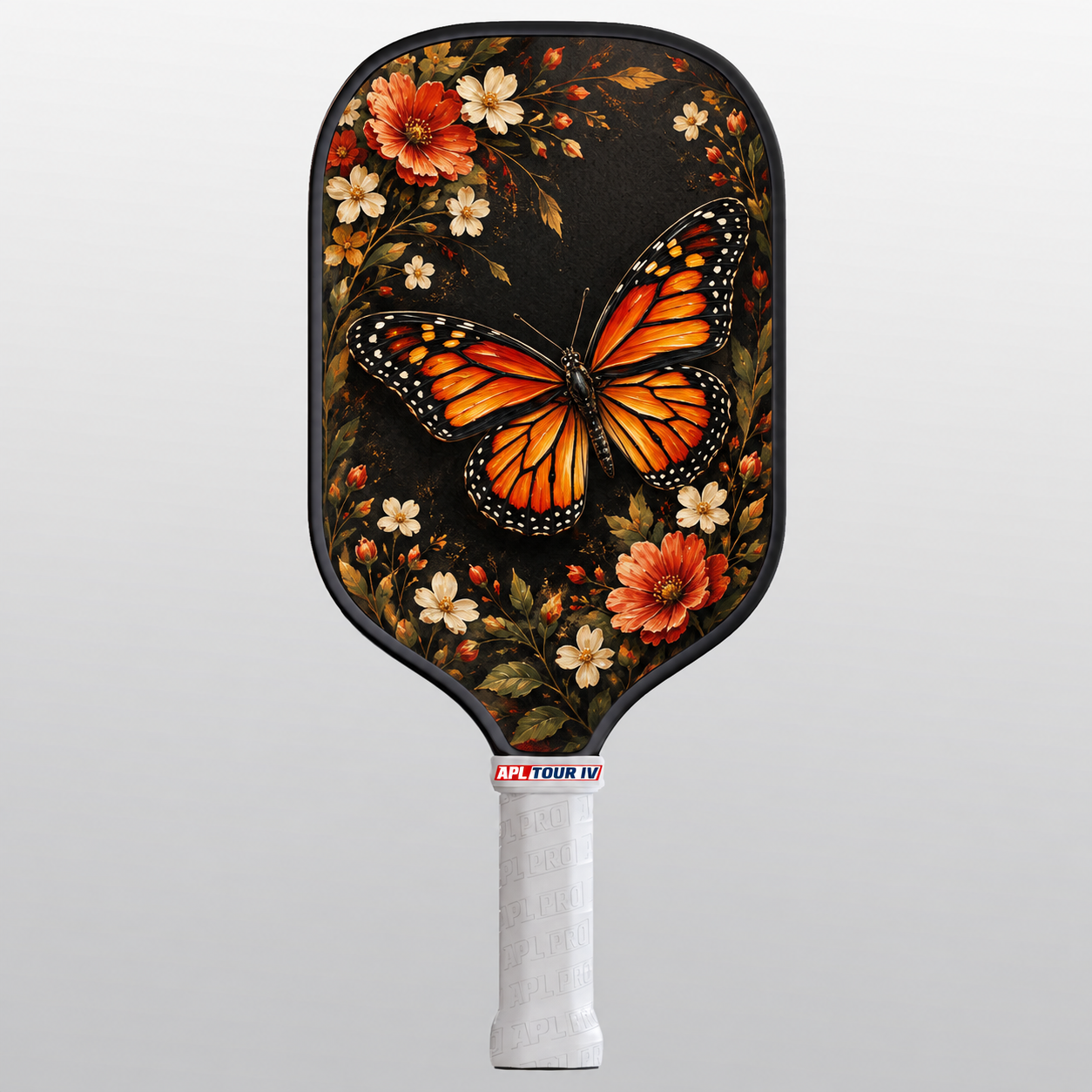 Monarch Bloom TOUR V pickleball paddle, black edge guard