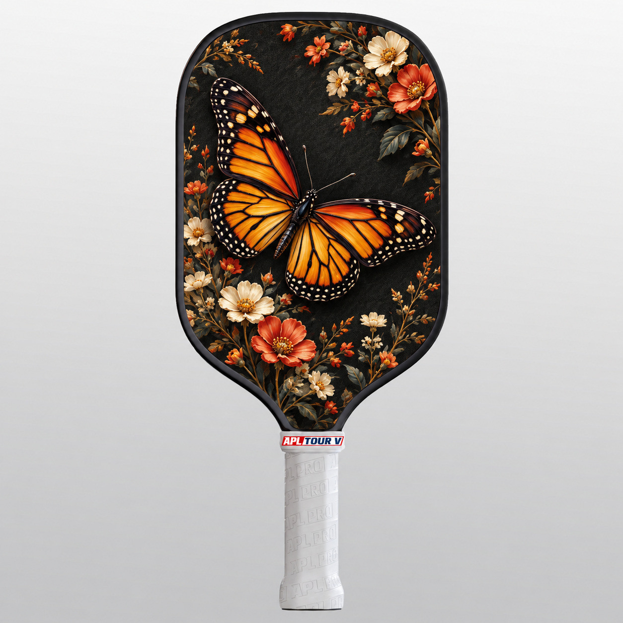 Monarch Bloom TOUR V pickleball paddle, black edge guard